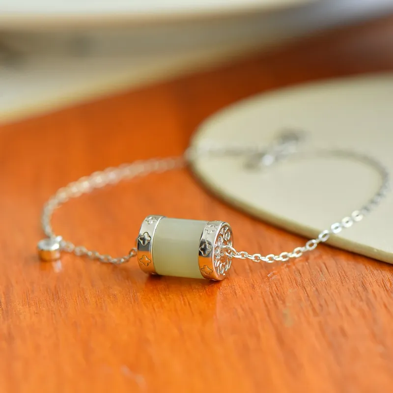 Jade Ink Love Hetian Jade Bracelets White Jade/Pale Greenish White Jade Women's-3