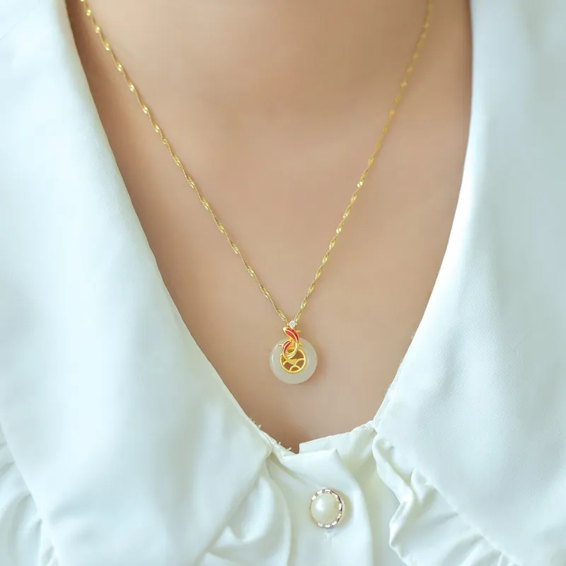 Jade Ink Love Chinese Fashion Trend Chinese Style Versatile White Jade Unisex-1