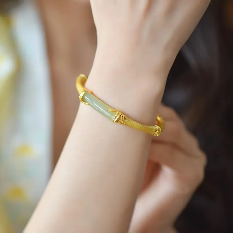 Jade Ink Love Hetian Jade Bracelets Pale Greenish White Jade Unisex-5