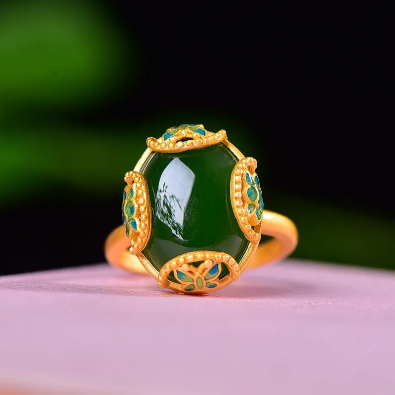 Jade Ink Love Hetian Jade Rings Jasper Women's-1