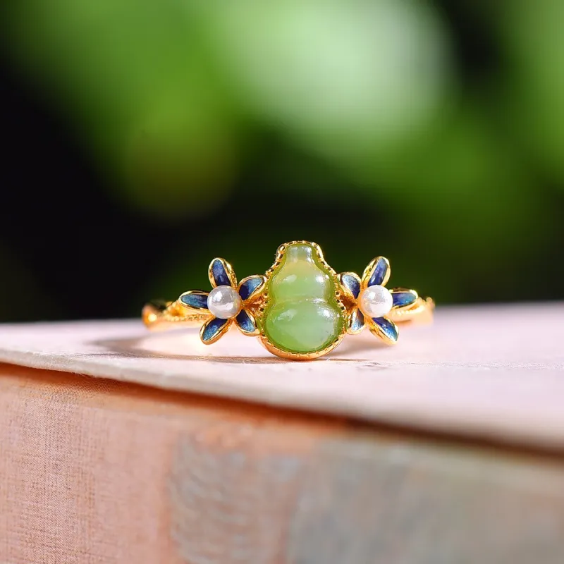 Jade Ink Love Hetian Jade Rings White Jade Women's-5