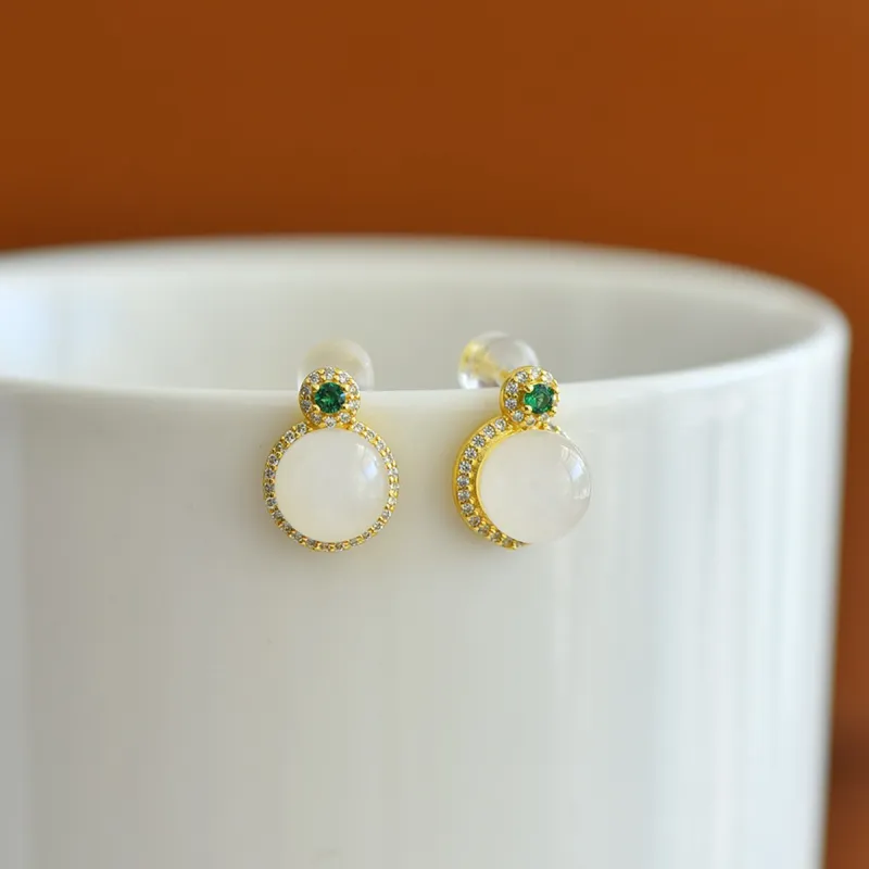 Jade Ink Love Earrings White Jade Women's-1