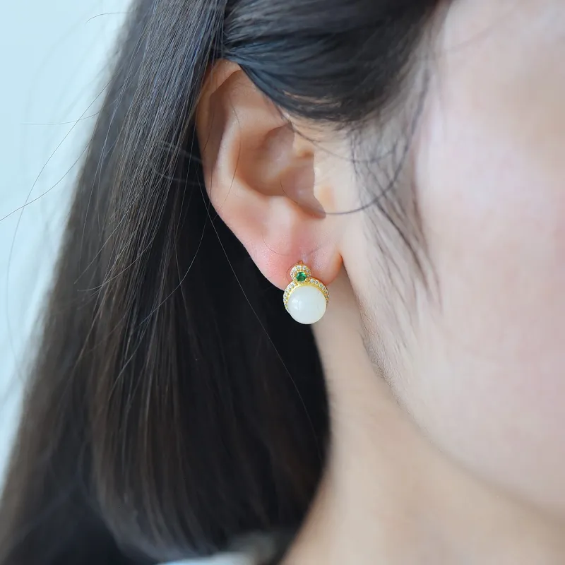 Jade Ink Love Earrings White Jade Women's-5