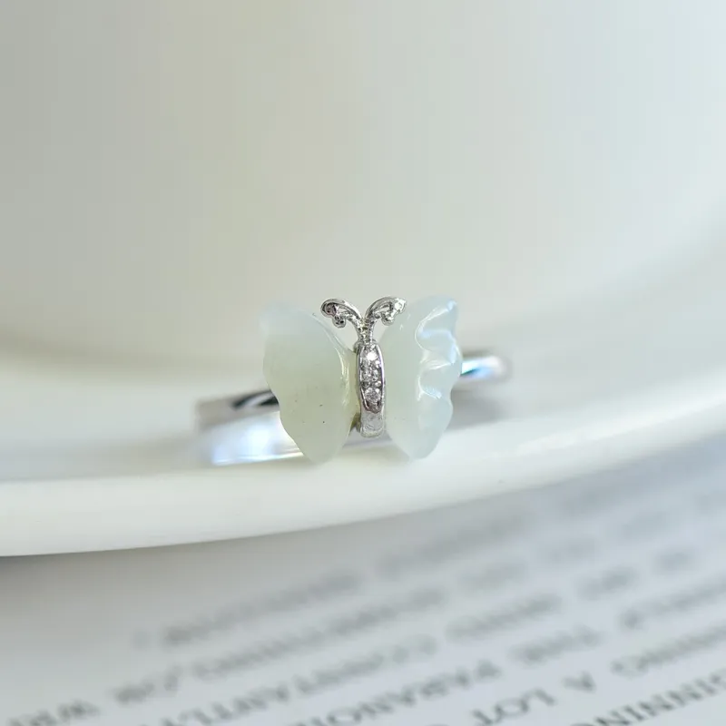 Jade Ink Love Rings White Jade Women's-5