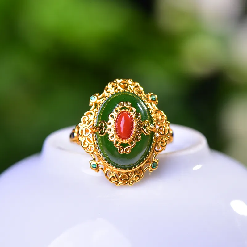 Jade Ink Love Hetian Jade Rings Jasper Women's-1