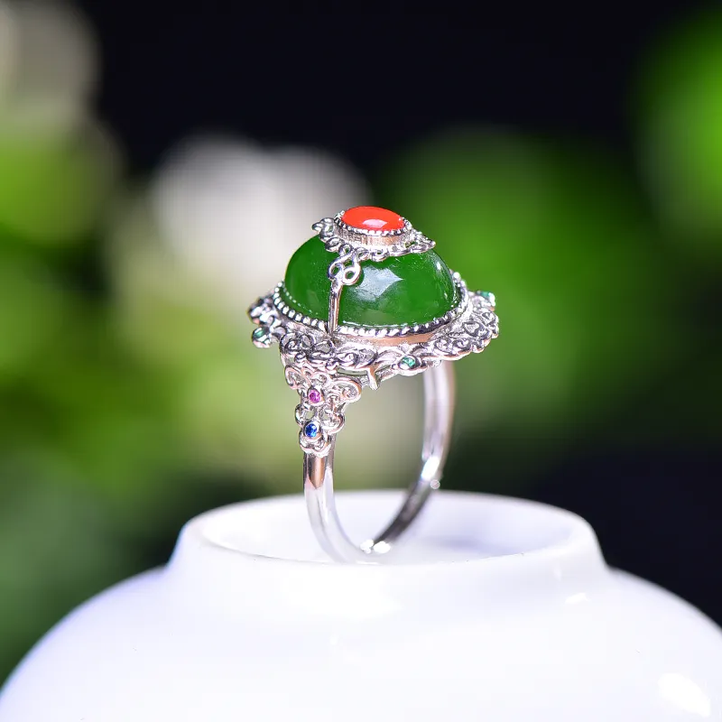 Jade Ink Love Hetian Jade Rings Jasper Women's-6