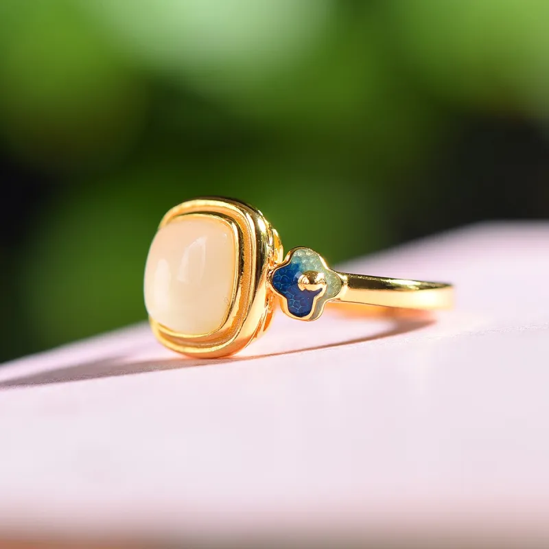 Jade Ink Love Hetian Jade Rings White Jade Unisex-3