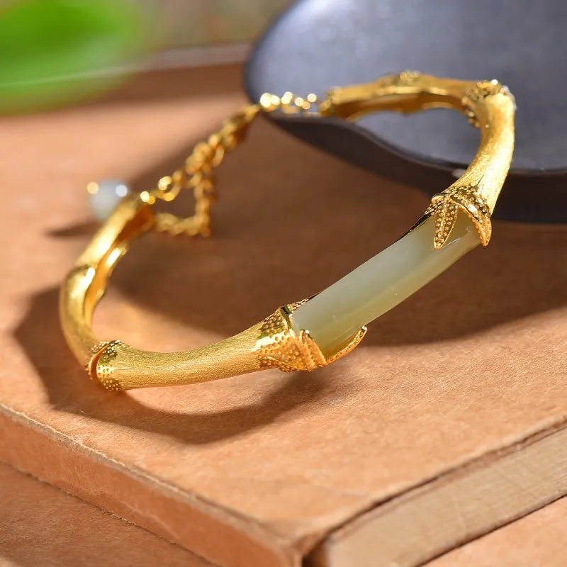 Jade Ink Love Hetian Jade Bracelets Pale Greenish White Jade Unisex-2