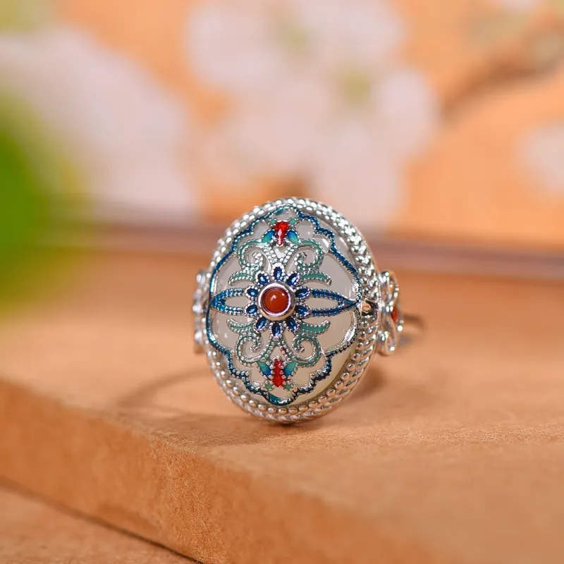 Jade Ink Love Hetian Jade Rings White Jade Unisex-4