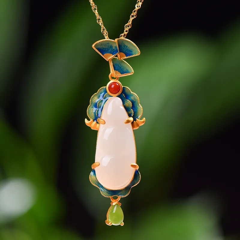 Jade Ink Love Chinese Fashion Trend Chinese Style White Jade Unisex-1