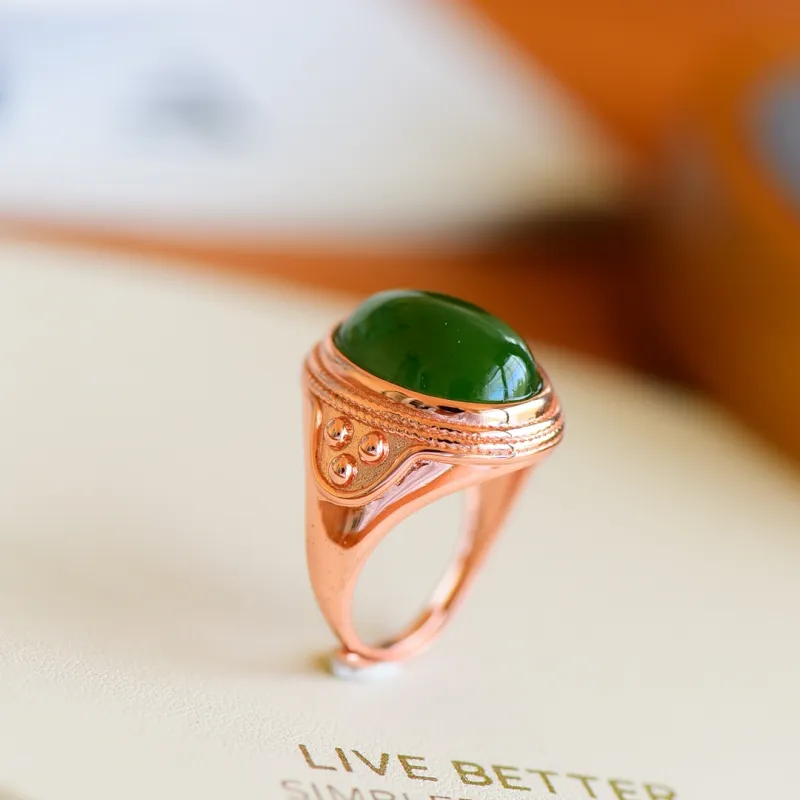 Jade Ink Love Hetian Jade Rings Jasper Women's-4