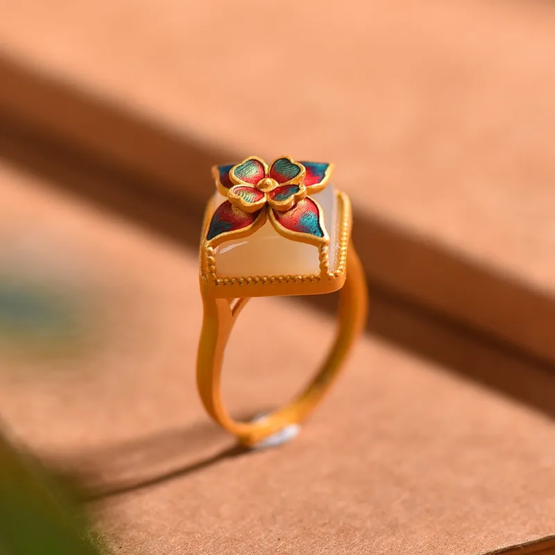 Jade Ink Love Rings White Jade Women's-3