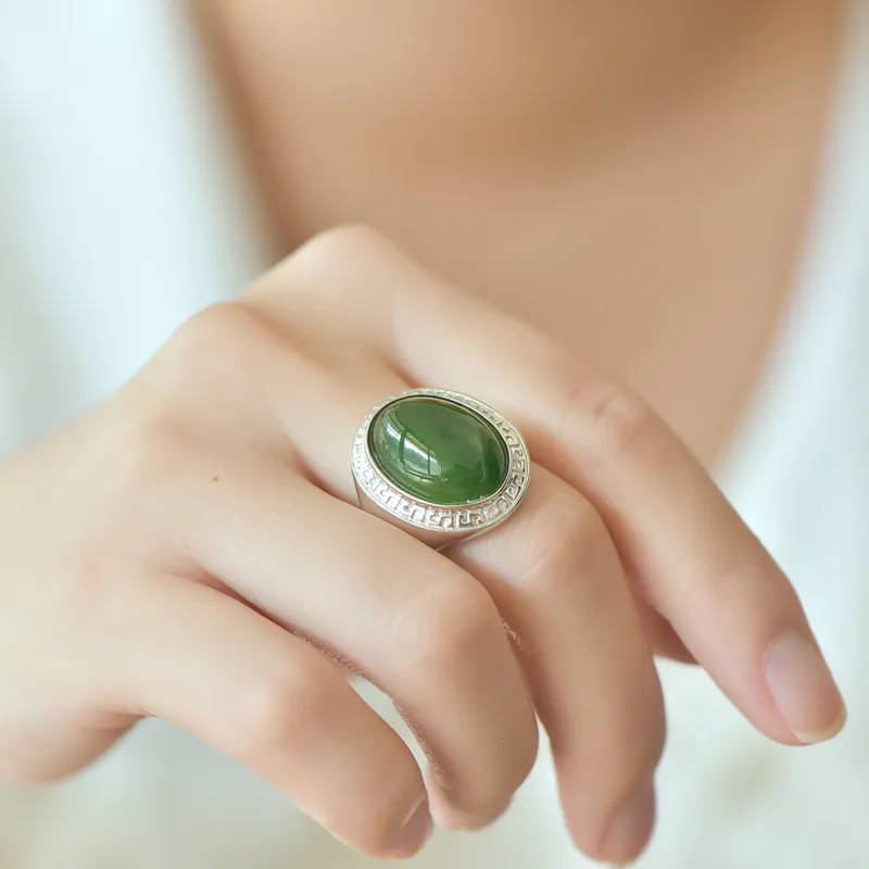 Jade Ink Love Hetian Jade Rings Jasper Unisex-2