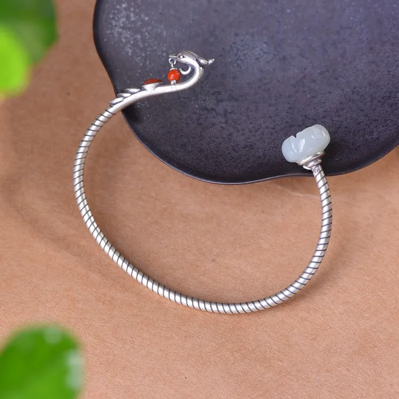 Jade Ink Love Bangles White Jade Women's-4