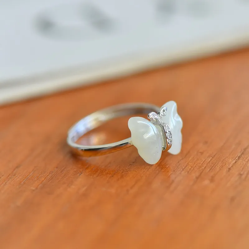 Jade Ink Love Rings White Jade Women's-4