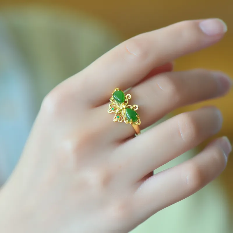 Jade Ink Love Hetian Jade Rings Jasper Women's-5
