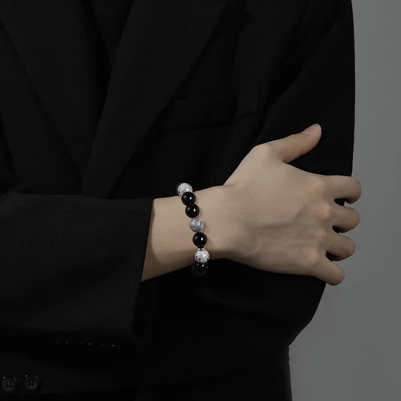 KINGFOCUS Obsidian Jade Bracelets Men's-1