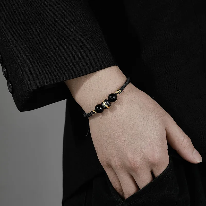 KINGFOCUS Obsidian Jade Bracelet/Anklet Men's-2