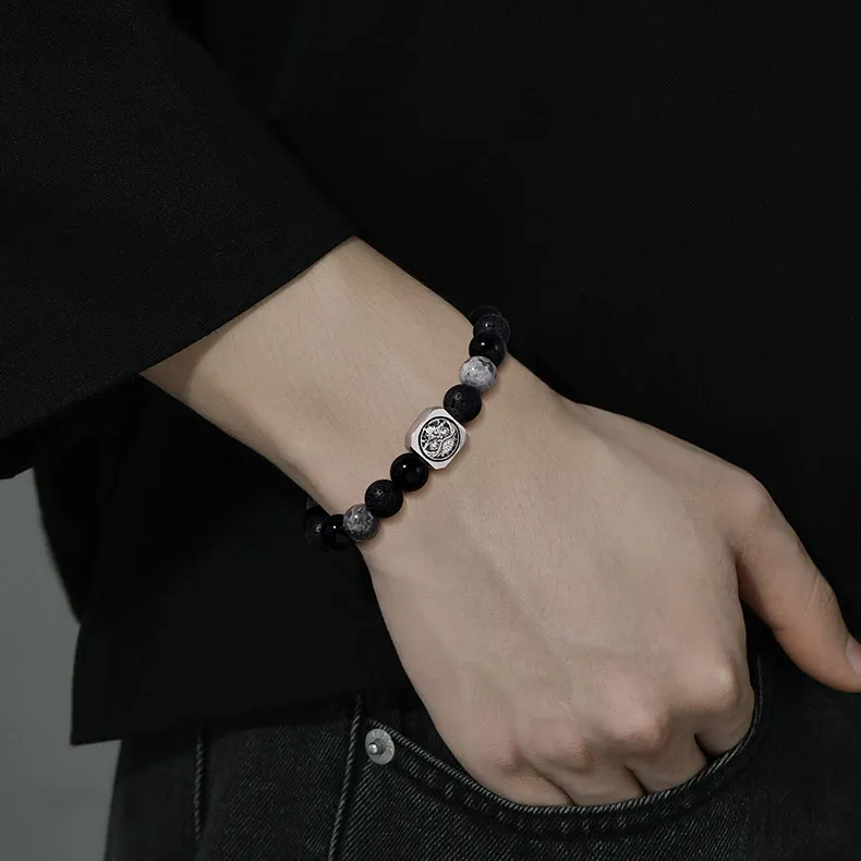 KINGFOCUS Obsidian Jade Bracelets Men's-2