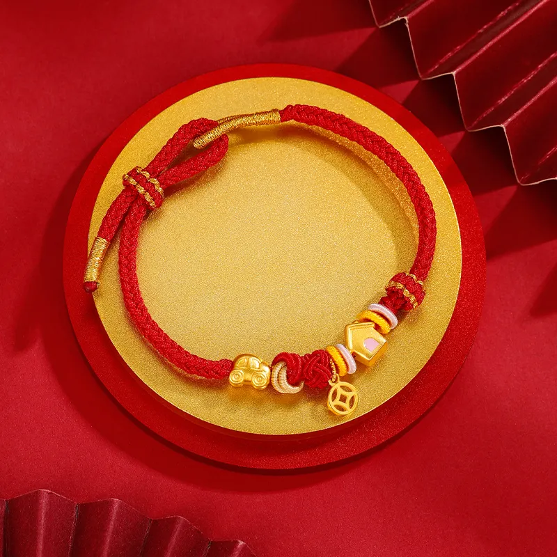 KINGFOCUS New Chinese Style Vintage Auspicious Wealth 3D Effect Premium Hand Woven Rope Good Luck Bracelets Unisex-3
