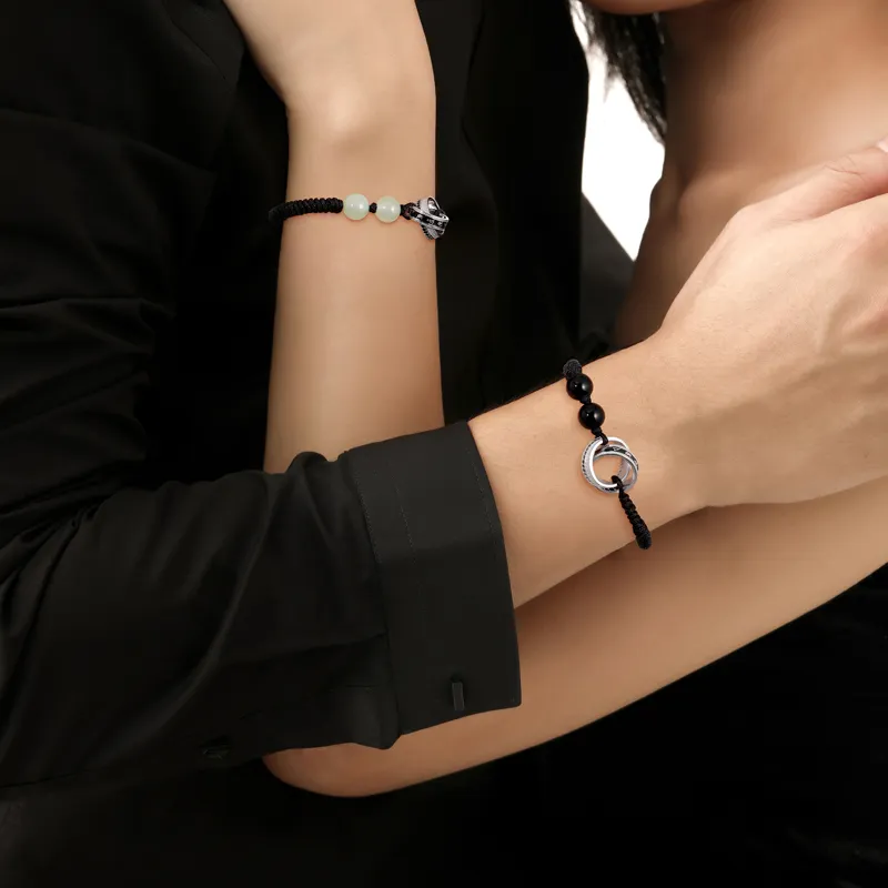 KINGFOCUS Obsidian Jade Bracelets Unisex-1