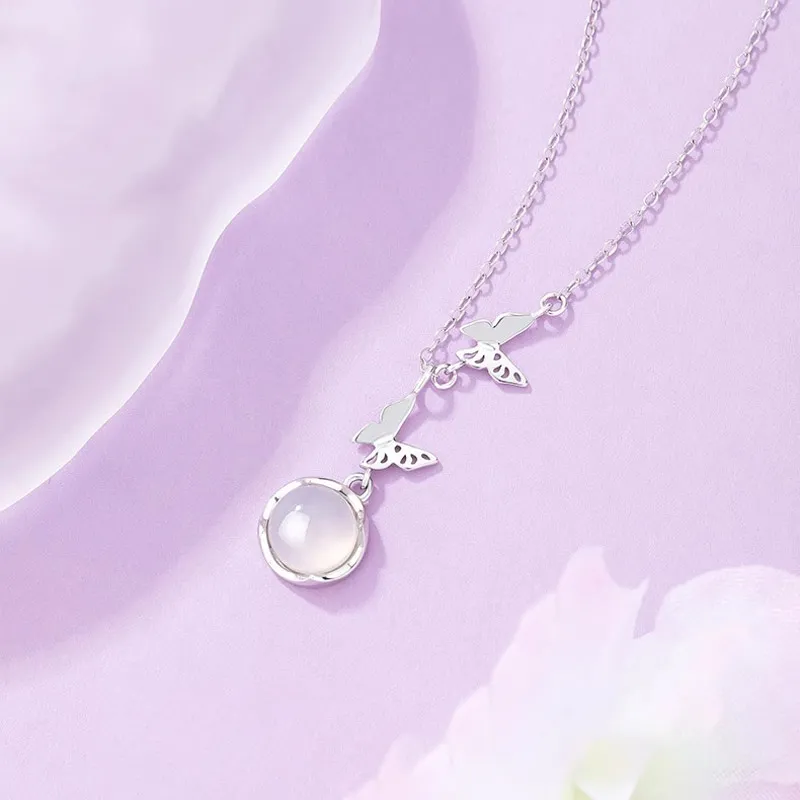 KINGFOCUS Chalcedony Love Confession Anniversary Gift Necklace Women's-4