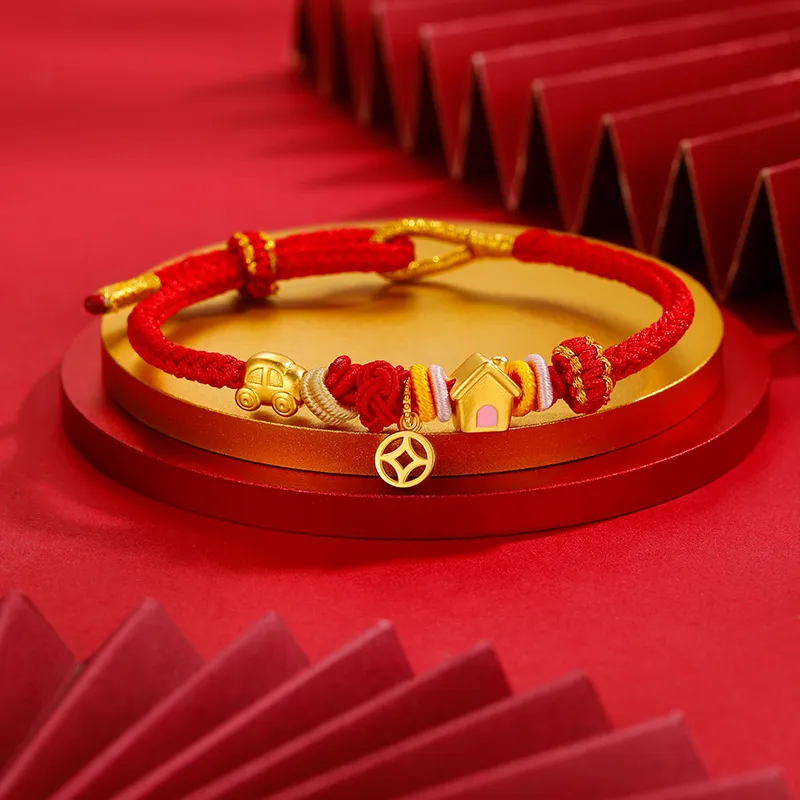 KINGFOCUS New Chinese Style Vintage Auspicious Wealth 3D Effect Premium Hand Woven Rope Good Luck Bracelets Unisex-1