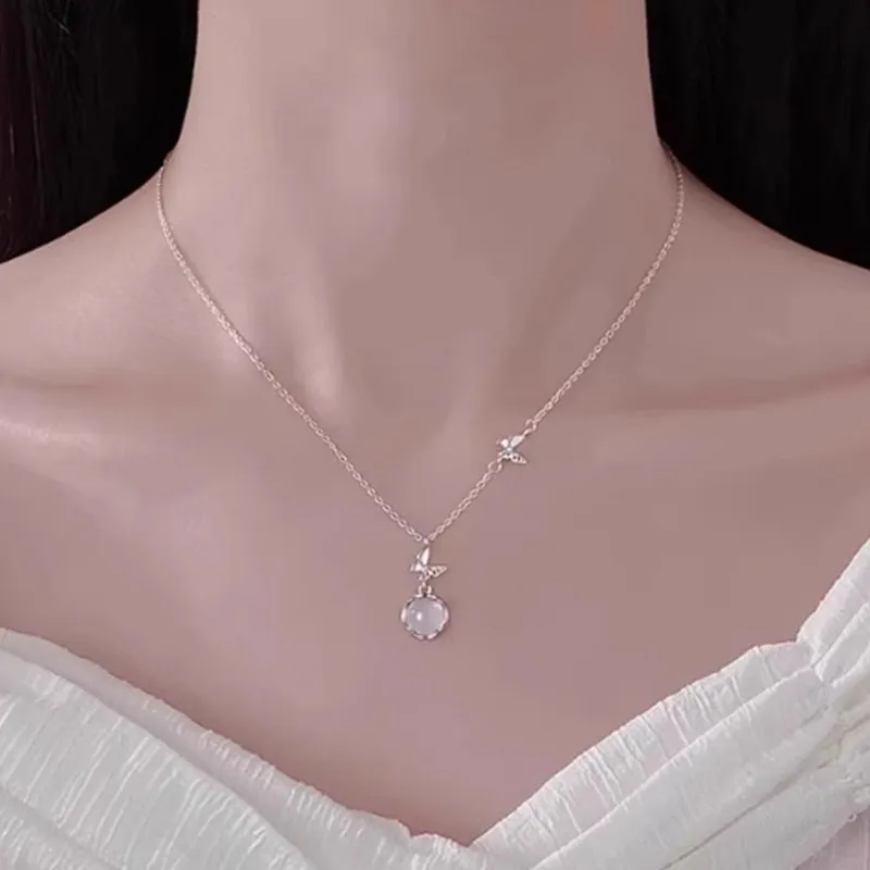 KINGFOCUS Chalcedony Love Confession Anniversary Gift Necklace Women's-2