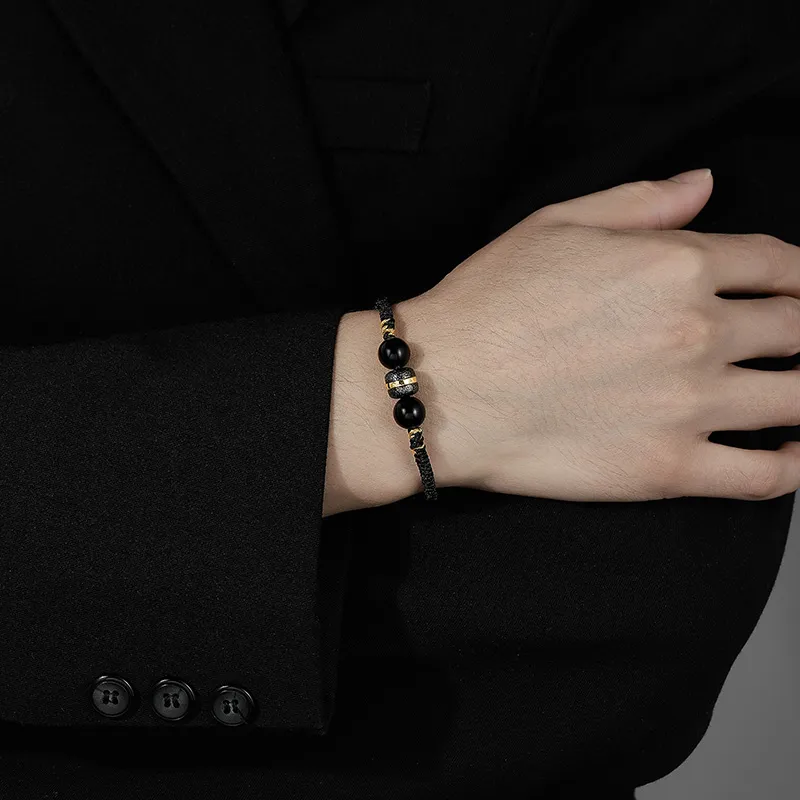 KINGFOCUS Obsidian Jade Bracelet/Anklet Men's-1