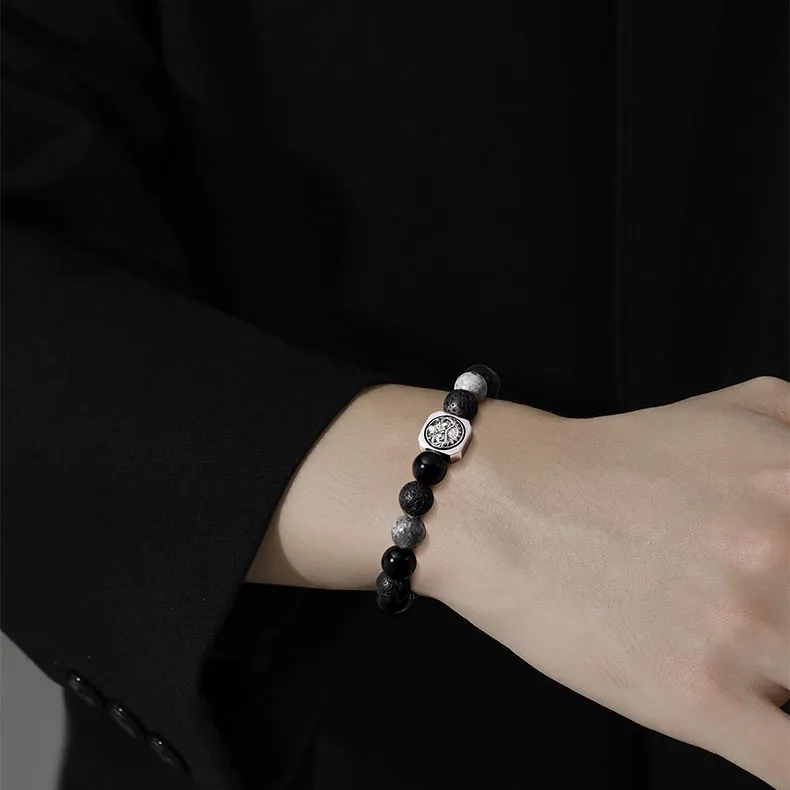 KINGFOCUS Obsidian Jade Bracelets Men's-3