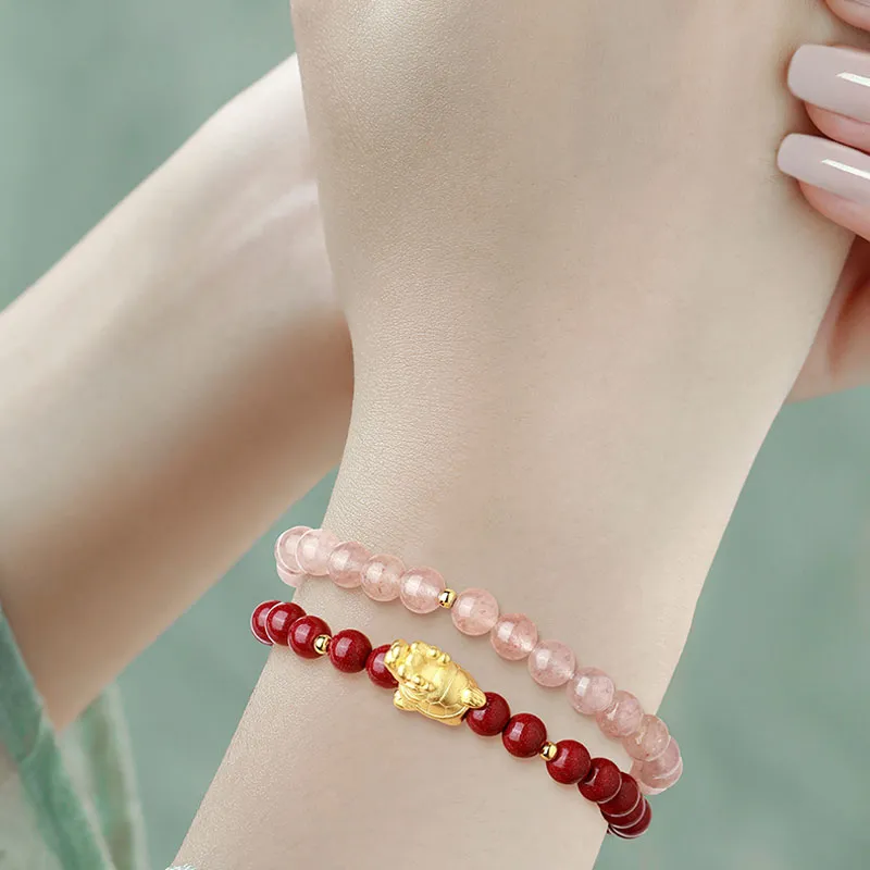 KINGFOCUS Reconstructed Cinnabar Bracelets Women's-1