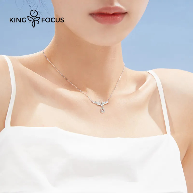 KINGFOCUS Sterling Silver Collarbone Chain Women's-1