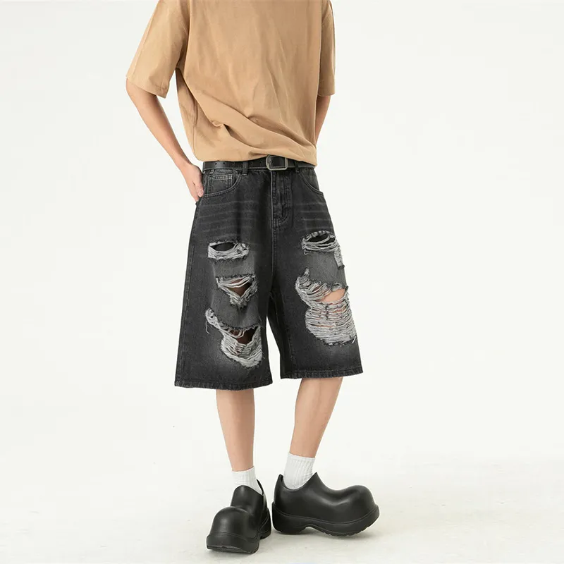 ROOMBOSE Denim Shorts Unisex Black-5