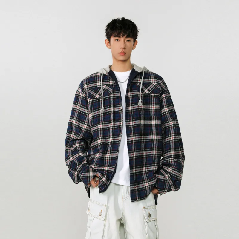 ROOMBOSE Shirt Unisex Blue And Gray Plaid-2
