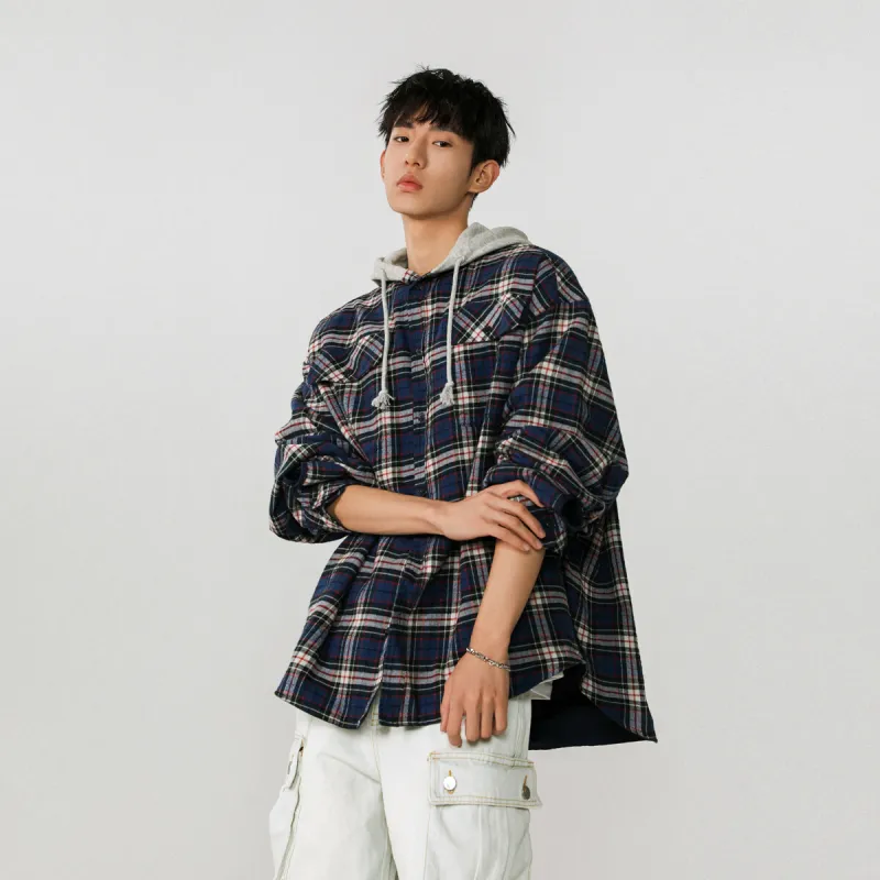 ROOMBOSE Shirt Unisex Blue And Gray Plaid-1