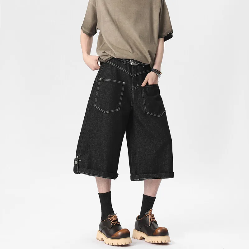 ROOMBOSE Denim Shorts Unisex Original Denim Black-3