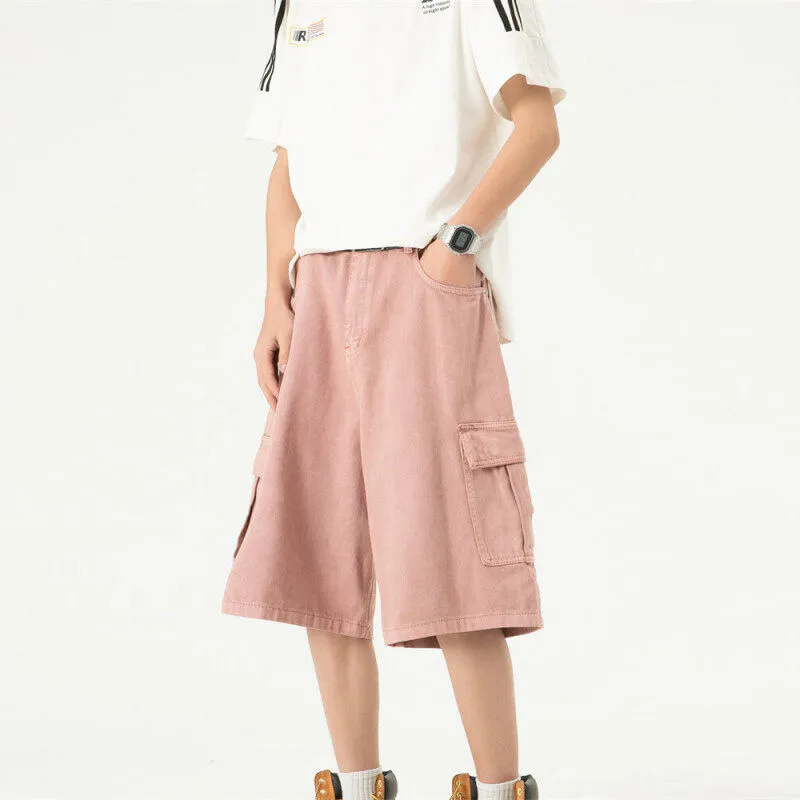 ROOMBOSE Denim Shorts Unisex Pink-4