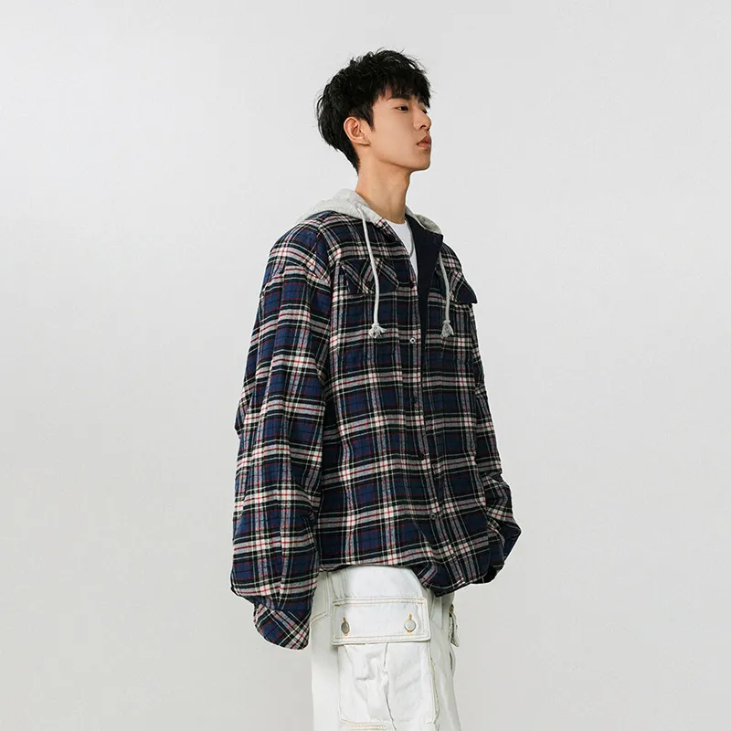 ROOMBOSE Shirt Unisex Blue And Gray Plaid-4