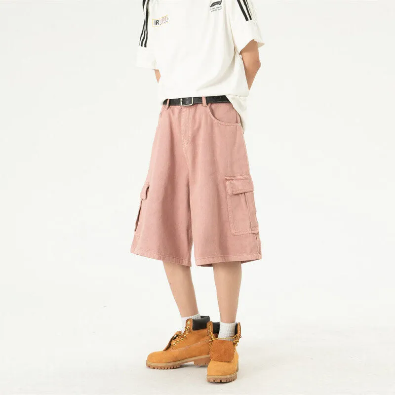 ROOMBOSE Denim Shorts Unisex Pink-3