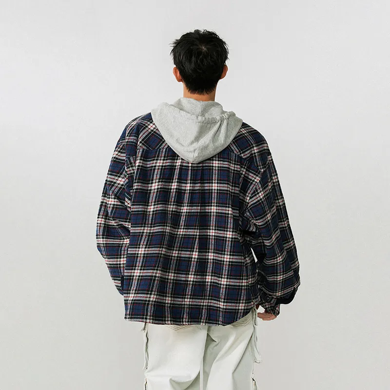ROOMBOSE Shirt Unisex Blue And Gray Plaid-0