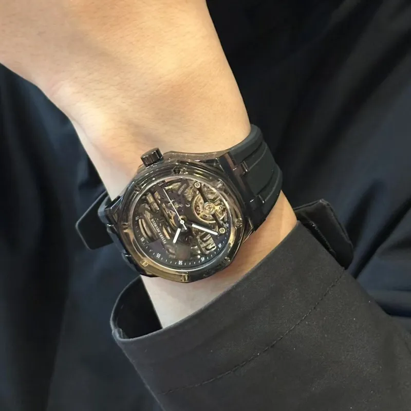 FEYERT Mechanical Movement Silicone Strap Watch Unisex Black Dial-7