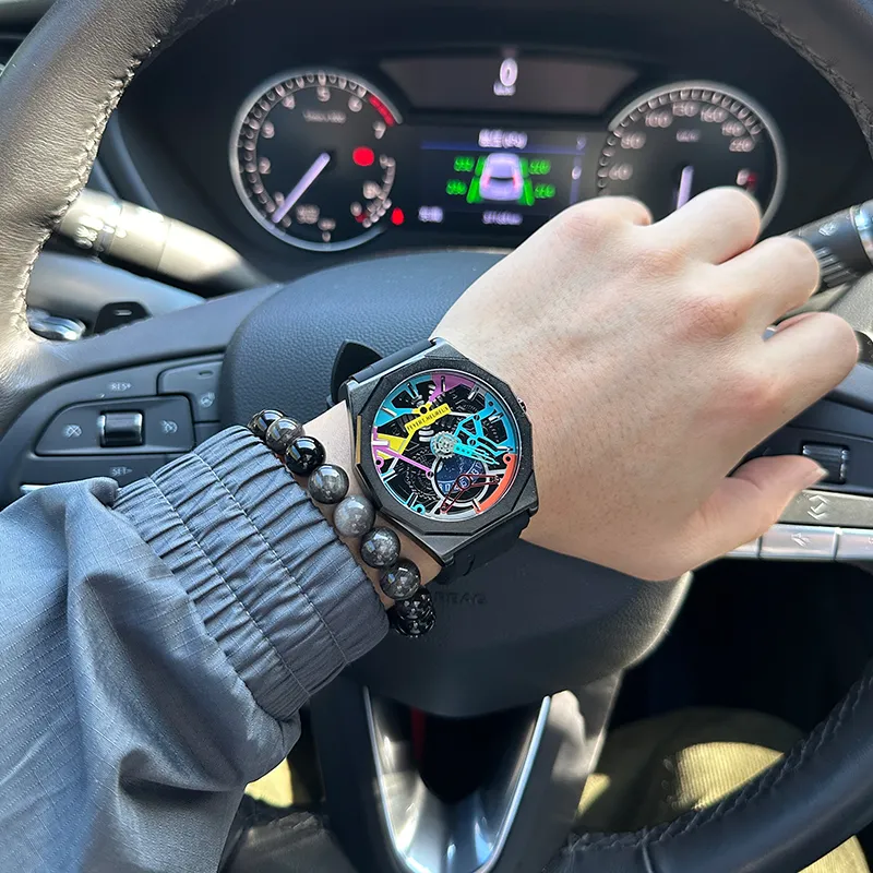 FEYERT Mechanical Movement Silicone Strap Watch Unisex Black Dial-22