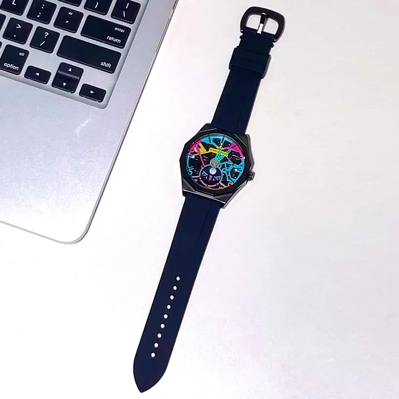 FEYERT Mechanical Movement Silicone Strap Watch Unisex Black Dial-22