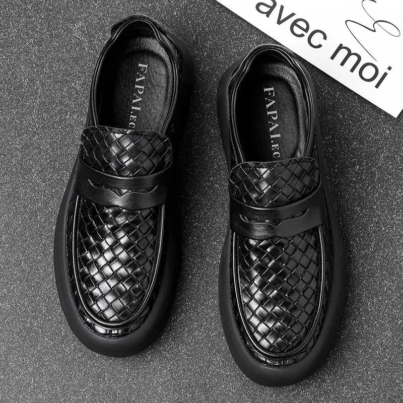 FAPAI Men's Casual Shoes Men Low Top Black-4