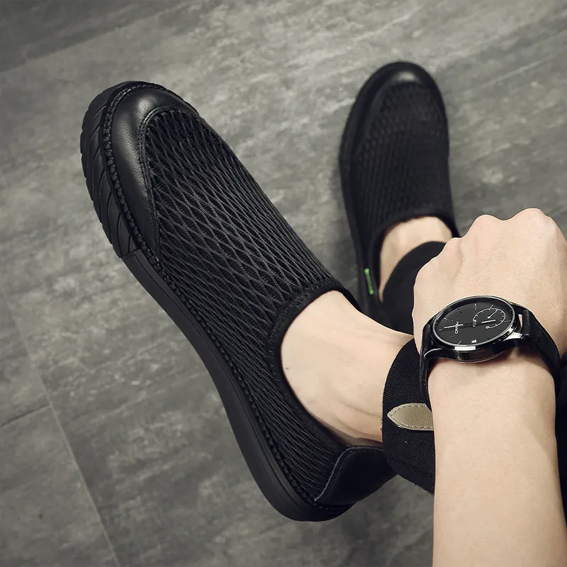 FAPAI Abrasion Resistant Low Top Casual Shoes Men's Black-7