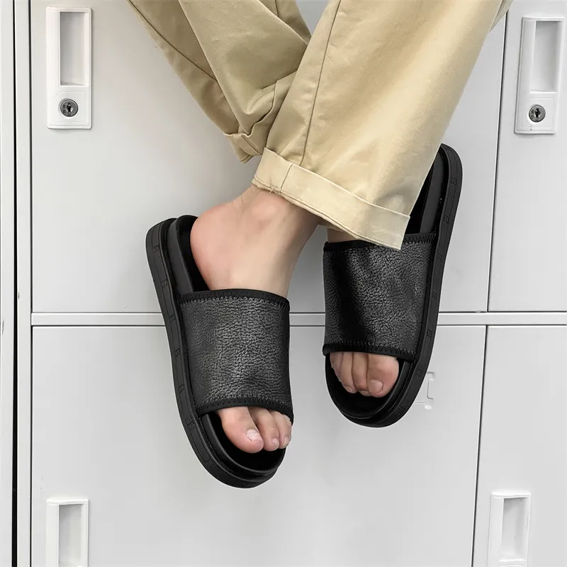 FAPAI Abrasion Resistant Slide Slippers Men's Black-4