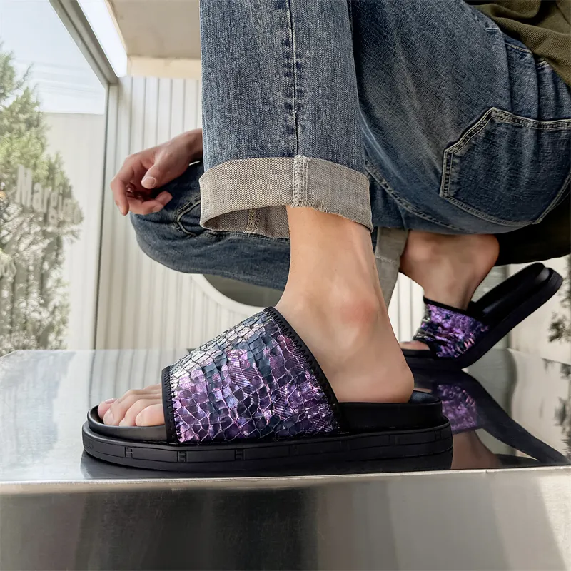 FAPAI Abrasion Resistant Slide Slippers Men's Purple-3