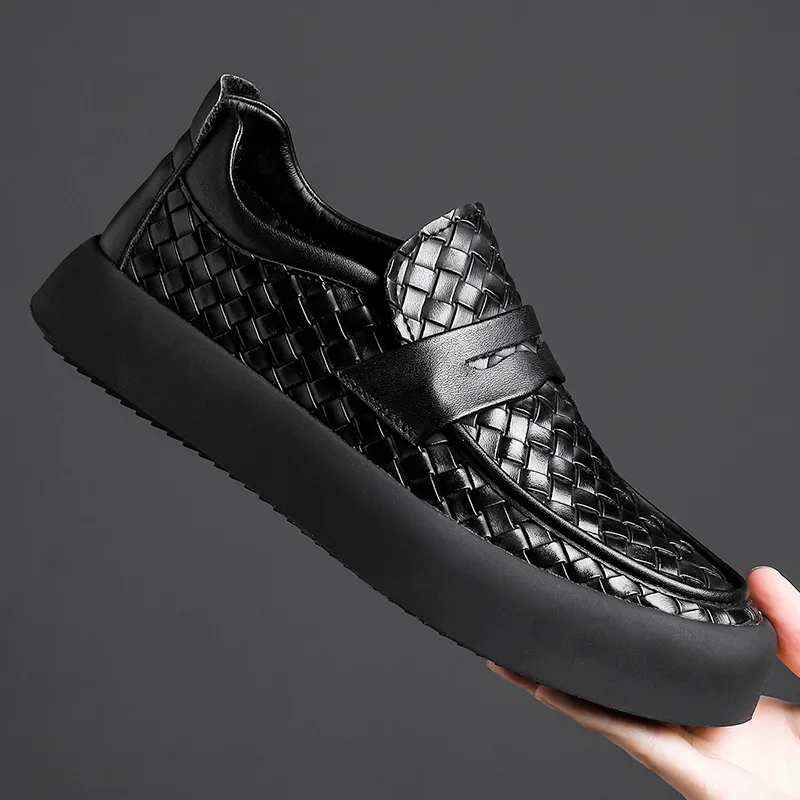 FAPAI Men's Casual Shoes Men Low Top Black-5