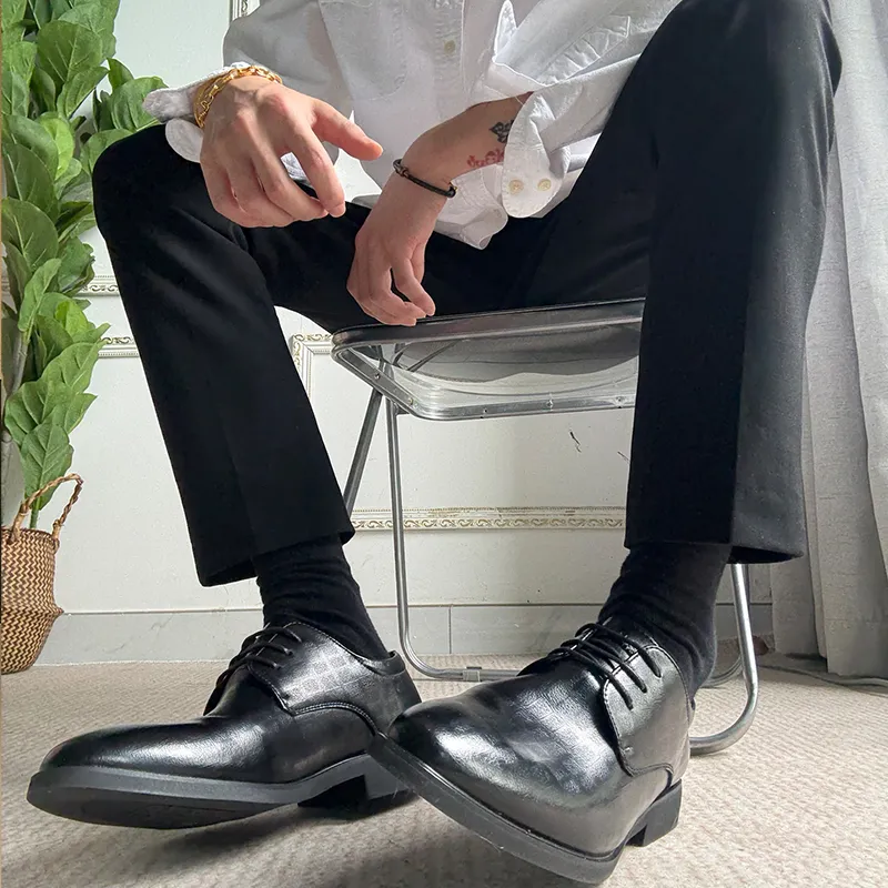 FAPAI Dress Shoes Men Low Top Black-2