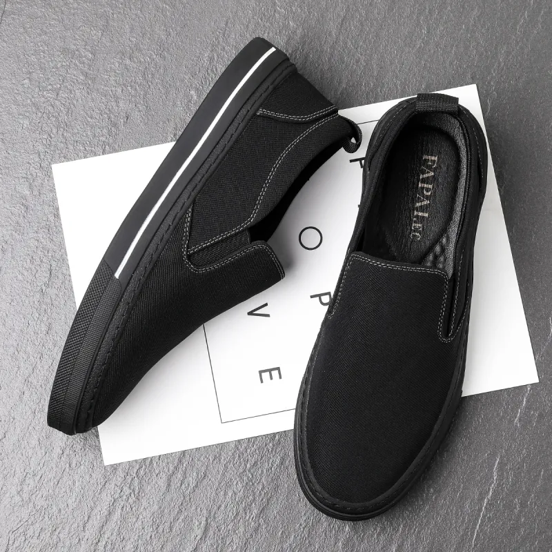 FAPAI Slip Resistant Low Top Canvas Shoes Men's Black-2